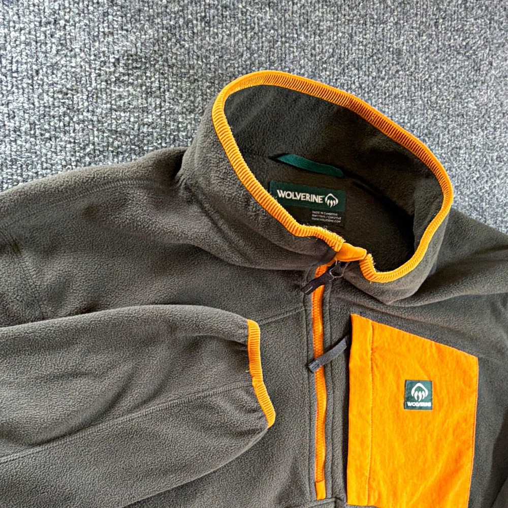 Wolverine Men's Gray Orange Fleece 1/4 Zip Mock Neck Sweatshirt XL Workwear